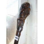 19th century carved lion walking stick