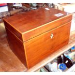 Regency mahogany satinwood tea caddy