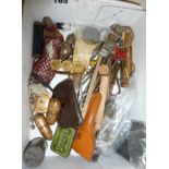 Interesting lot of old sewing related items, needle and thimble cases, spools of thread, tape