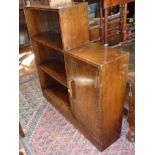 1940's Utility type oak bookcase and cupboard unit