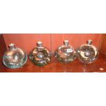 Four heavy Murano clear bubble art glass lamp bases, possibly by Archimede Seguso