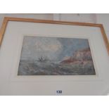Attributed Edwin Hayes (1819-1904), a marine watercolour of a sailing ship in rough seas off