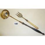 Georgian plated toddy ladle and an ornate antique bread fork