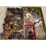 Two trays of costume jewellery