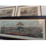 Two Victorian panoramic hunting prints after Dean Wolstenholme and two 19th c. coaching prints