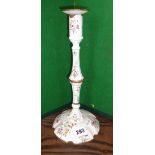 19th century Bilston enamel candlestick (A/F), 12.5" high