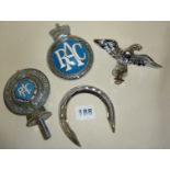 RAC classic car grille badges, eagle car mascot, lucky horseshoe chrome badge, etc.