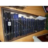 19th c. Bristol blue glass table top xylophone in wood case by G. Smart and numbered 415