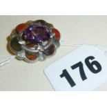 Scottish Cairngorm type silver and agate brooch