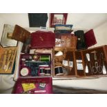 Good collection of circa Edwardian sewing kits, needle cases, Art Deco sewing set, thread holders,