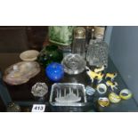 Assorted glass animals, salts, etc.