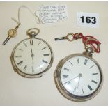 Two mid 19th c. silver pocket watches including an 1857 cased fusee