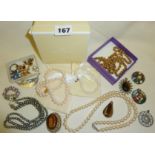 Genuine Jersey Pearls, necklace and bracelet with silver clasps and in original packaging. Vintage