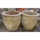 Pair of stonework garden urns