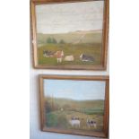 Richard FARTHING pair of large oils of landscapes with cattle