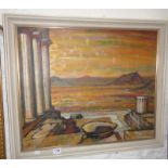 Beric Young, RBA, oil on canvas of Sounion, near Athens, signed lower left, 23" x 27"