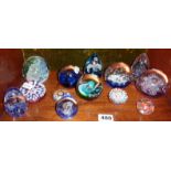 Various glass paperweights including Caithness