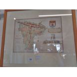 Hand coloured engraved "Map of the Borough of Bridport" drawn by B. Pryce and engraved by Bayly