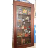 Old advertising shop display wall cabinet with sign for "Sherleys Dog and Cat Remedies" containing a