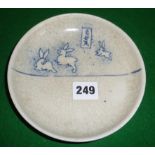 Oriental dish with three hares decoration, signed