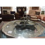 WMF oval tray and a three bottle decanter stand