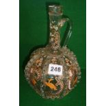 Venetian glass flagon with enamelled animal decoration