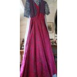 Vintage Clothing:- Silk evening dress with train, c. 1950's, size 8-10