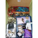 Large quantity of costume jewellery, earrings, turquoise glass necklaces etc., some vintage