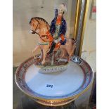 Staffordshire figure of Tom King and a Victorian Ironstone serving dish