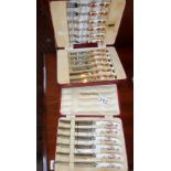 Royal Crown Derby cutlery Imari type tea knives and forks in box and another set of six floral