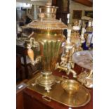 Ornate brass Samovar with bowl and tray under