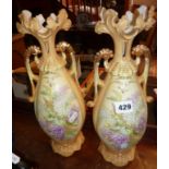 Pair of 1920's Austrian vases decorated with hyacinths