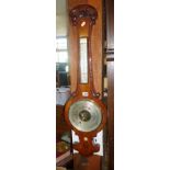 19th century rosewood banjo barometer with later aneroid movement