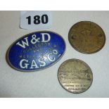 Rare enamel Cap Badge, Wandsworth & District Gas Co, Brooks Evertaut Industrial Seating label or