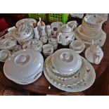 Extensive Royal Worcester "Strawberry Fair" dinner and tea service with five tureens