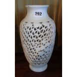 Chinese white porcelain reticulated vase, 27cms