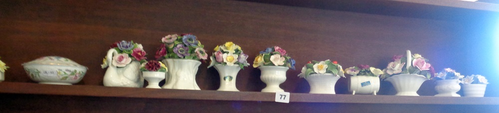 Twelve Aynsley china floral ornaments