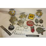 Five old AA Classic Car Grille Badges, Satchwell temperature gauge and other vintage automobilia