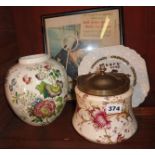 Carlton ware Poppy pattern biscuit barrel, Mason's Paynsley's pattern vase and a Pear's Soap