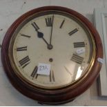 Victorian single fusee mahogany school-type wall clock, 10" dial