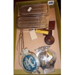 Two vintage Rolls Razors in cases, with accessories, an AA and RAC classic car grille badges