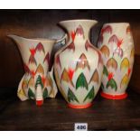 Three Art Deco Price Kensington hand painted pottery pieces