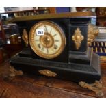 Victorian American eight-day movement metal cased mantel clock