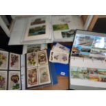Five folders of postcards and some loose including greetings and holiday camps