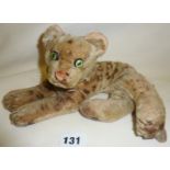 Vintage leopard with green eyes stuffed toy, possibly Steiff