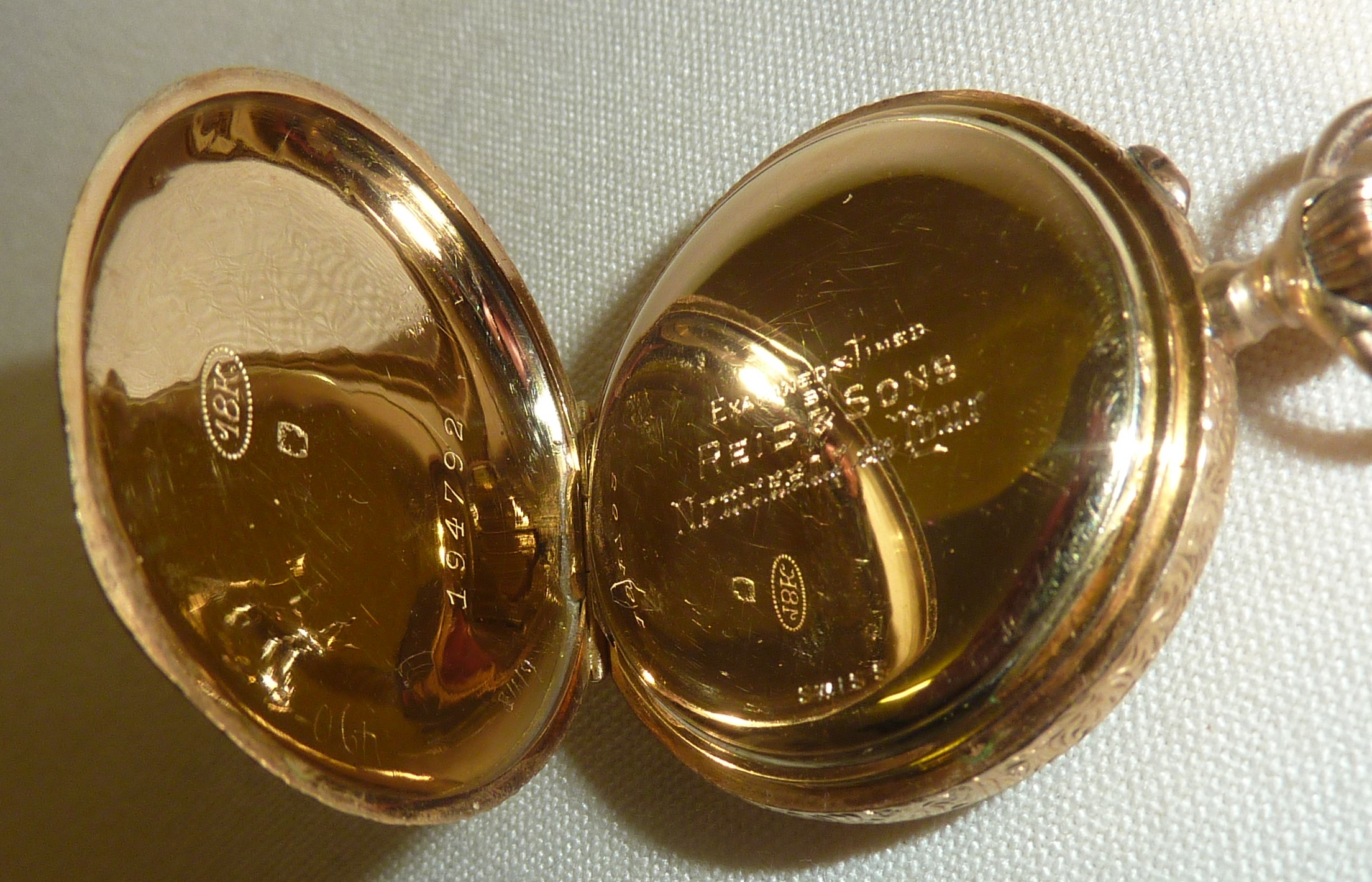 Swiss 18k gold cased ladies ornately engraved fob or pocket watch - examined and timed by Reid & - Image 2 of 2