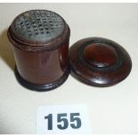 Antique rosewood Treen nutmeg grater with threaded lid and base