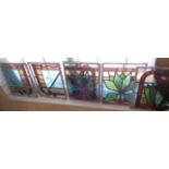 Six panels of leaded stained glass