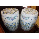 Pair 20th century Chinese porcelain garden seats