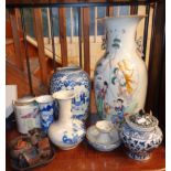 Assorted Chinese porcelain, some blue and white, vases, teapot etc